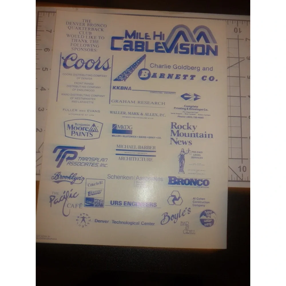 1984 Denver Broncos Quarterback Club 9th Annual Kick-Off Barbecue Program